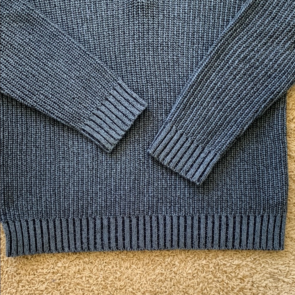 G.H. Bass & Co. Blue Zip Up Sweater with Ribbed Knit - Picture 4 of 11